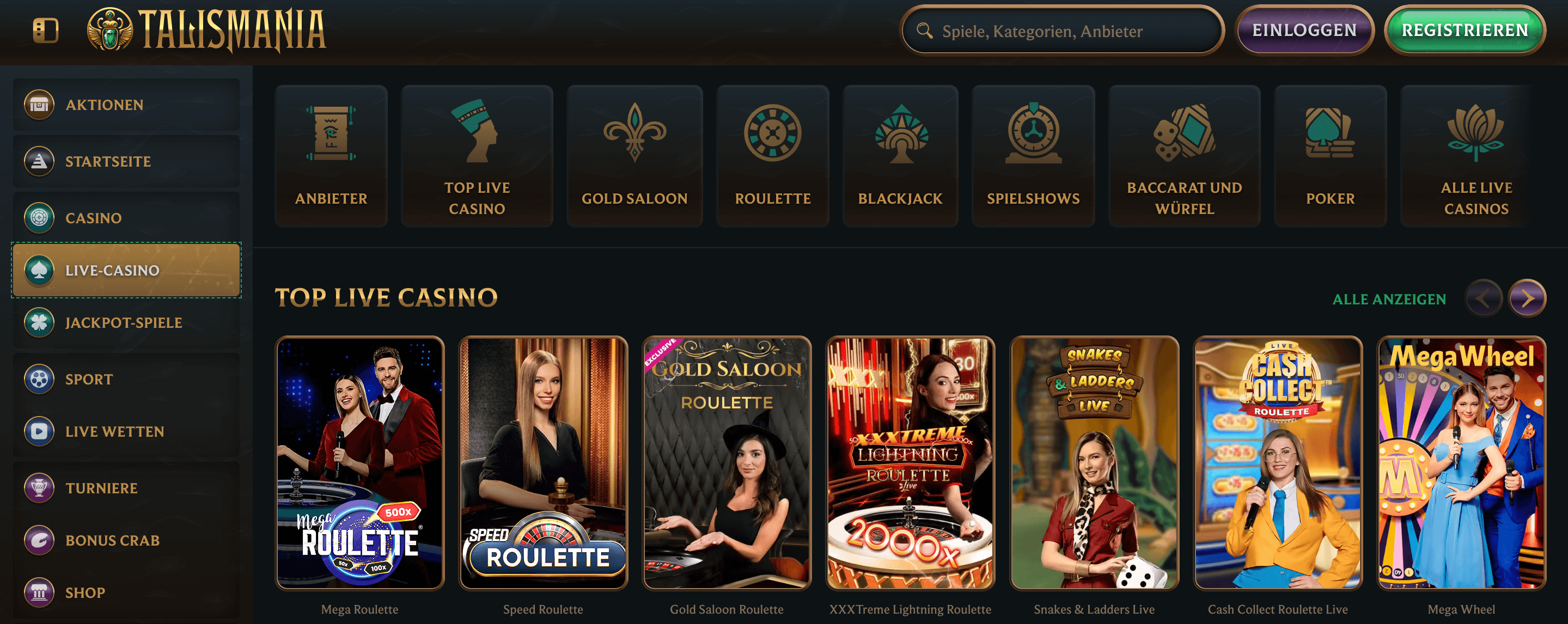 Talismania Live Casino